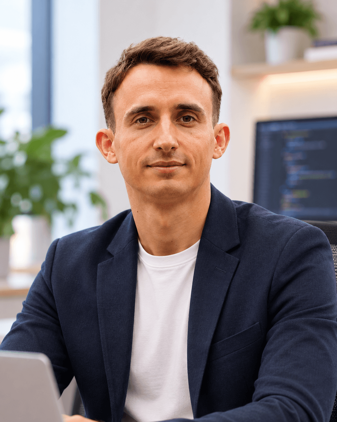 Jakub Kowalski at his desk in a bright office